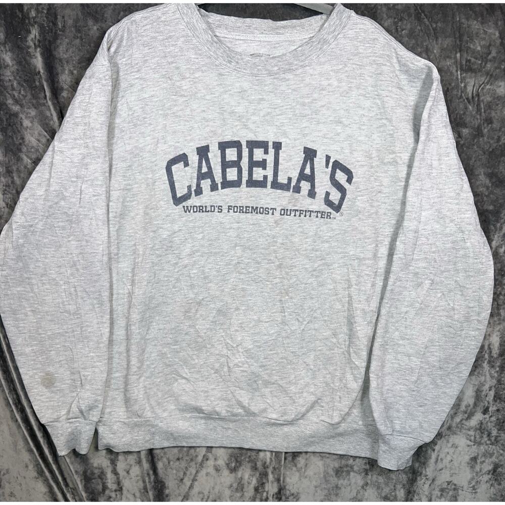Cabela’s Crewneck Sweatshirt Gray XL Reg Logo Pullover Outdoors Casual
